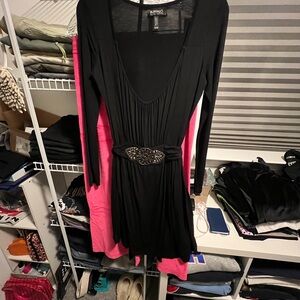 Buffalo Black Long Sleeve Dress with Metal detail belt